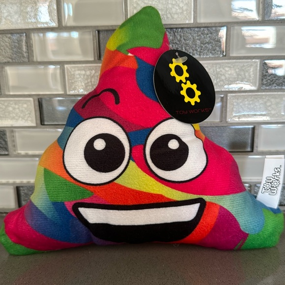 💩🌈 Rainbow Pile of Poo Emoji Plush / 7" / Toy Works Toy Factory / BRAND NEW - Picture 1 of 14